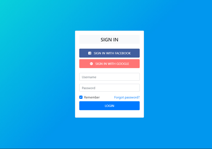 bootstrap4 login form social icons